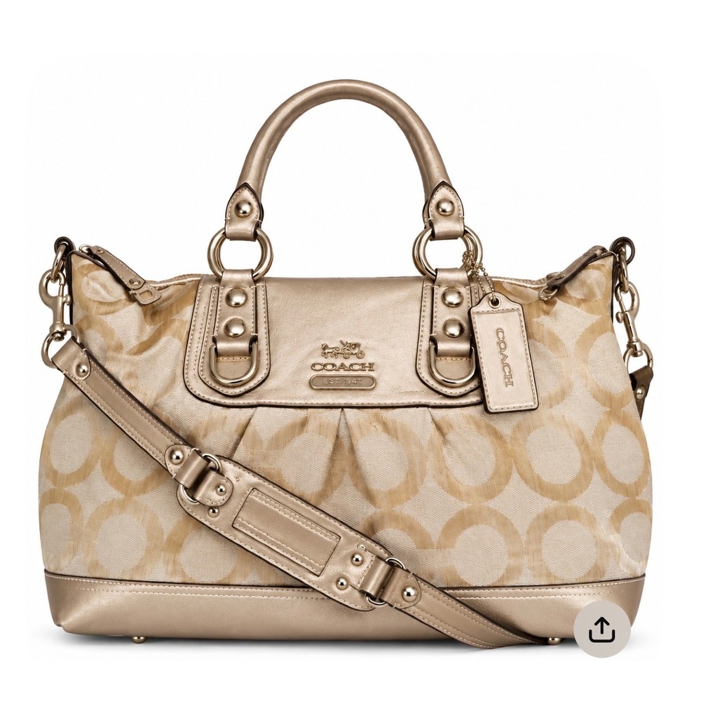 Coach Madison Sabrina 13584 Gold Op Art Signature Satchel Bag